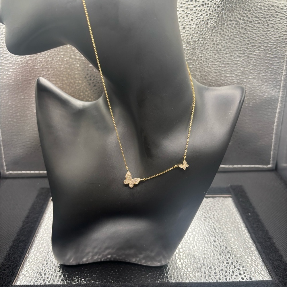 Elegant Gold Sterling Silver Butterfly Necklace